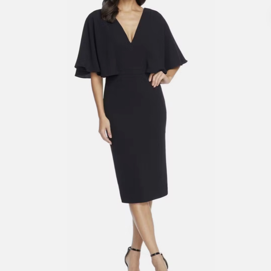 Dress The Population Louissa Deep Squared Open Back Dress Size Small